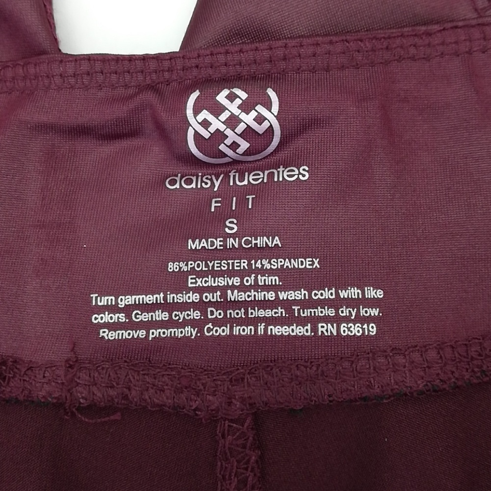 Daisy Fuentes Women's Burgundy Active Leggings Size S - Picture 3 of 5